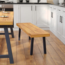 Load image into Gallery viewer, Solid Acacia Wood Bench for 2 with Slatted Top in a Natural Finish
