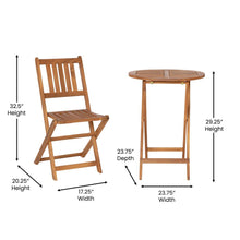 Load image into Gallery viewer, 3 Piece Folding Patio Bistro Set, Acacia Wood Table and 2 Chair Set
