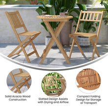 Load image into Gallery viewer, 3 Piece Folding Patio Bistro Set, Acacia Wood Table and 2 Chair Set
