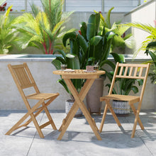 Load image into Gallery viewer, 3 Piece Folding Patio Bistro Set, Acacia Wood Table and 2 Chair Set
