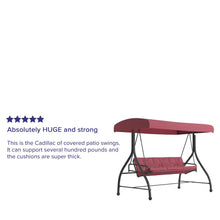 Load image into Gallery viewer, 3-Seat Steel Converting Patio Swing Canopy Hammock with Cushions (Maroon)
