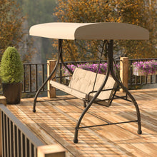 Load image into Gallery viewer, 3-Seat Steel Converting Patio Swing Canopy Hammock with Cushions (Tan)
