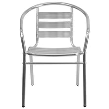 Load image into Gallery viewer, Aluminum Indoor-Outdoor Restaurant Stack Chair with Triple Slat Back and Arms
