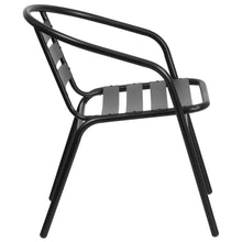 Load image into Gallery viewer, Black Metal Restaurant Stack Chair with Aluminum Slats
