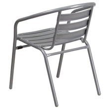 Load image into Gallery viewer, Silver Metal Restaurant Stack Chair with Aluminum Slats

