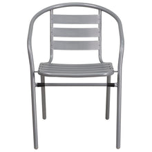 Load image into Gallery viewer, Silver Metal Restaurant Stack Chair with Aluminum Slats

