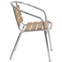 Load image into Gallery viewer, Aluminum Indoor-Outdoor Restaurant Stack Chair with Triple Slat Faux Teak Back
