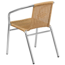 Load image into Gallery viewer, Commercial Aluminum and Beige Rattan Indoor-Outdoor Restaurant Stack Chair
