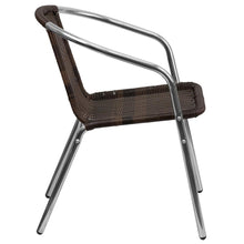 Load image into Gallery viewer, Aluminum and Dark Brown Rattan Indoor-Outdoor Restaurant Stack Chair
