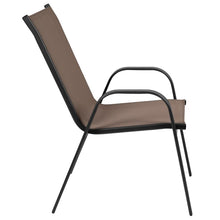 Load image into Gallery viewer, 3 Piece Set - 23.75" Tempered Glass Patio Table, 2 Brown Stack Chairs

