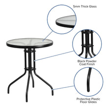 Load image into Gallery viewer, 3 Piece Set - 23.75" Tempered Glass Patio Table, 2 Gray Stack Chairs
