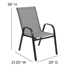 Load image into Gallery viewer, 3 Piece Set - 23.5" Tempered Glass Patio Table, 2 Gray Stack Chairs
