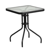 Load image into Gallery viewer, 3 Piece Set - 23.5" Tempered Glass Patio Table, 2 Gray Stack Chairs
