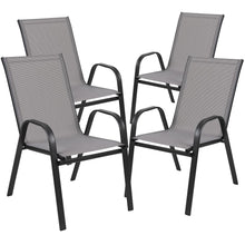 Load image into Gallery viewer, 3 Piece Set - 23.5" Tempered Glass Patio Table, 2 Gray Stack Chairs
