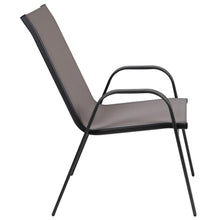 Load image into Gallery viewer, 3 Piece Set - 23.5" Tempered Glass Patio Table, 2 Gray Stack Chairs
