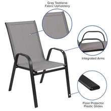 Load image into Gallery viewer, 5 Piece Set - 31.5" Tempered Glass Patio Table, 4 Gray Stack Chairs
