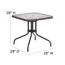 Load image into Gallery viewer, 28'' Table with Dark Brown Edging and 2 Dark Brown Stack Chairs
