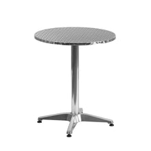 Load image into Gallery viewer, 23.5'' Round Aluminum Indoor-Outdoor Table Set with 2 Beige Rattan Chairs
