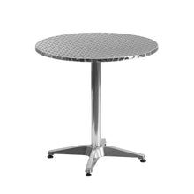 Load image into Gallery viewer, 27.5'' Round Aluminum Indoor-Outdoor Table Set with 4 Black Rattan Chairs
