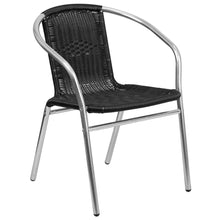 Load image into Gallery viewer, 27.5'' Round Aluminum Indoor-Outdoor Table Set with 4 Black Rattan Chairs
