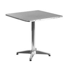 Load image into Gallery viewer, 27.5'' Square Aluminum Indoor-Outdoor Table Set with 2 Dark Brown Rattan Chairs
