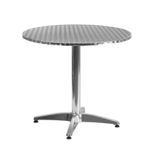 Load image into Gallery viewer, 31.5'' Round Aluminum Indoor-Outdoor Table Set with 2 Beige Rattan Chairs
