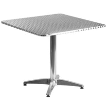 Load image into Gallery viewer, 31.5'' Square Aluminum Indoor-Outdoor Table Set with 2 Beige Rattan Chairs
