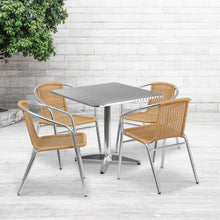 Load image into Gallery viewer, 31.5'' Square Aluminum Indoor-Outdoor Table Set with 4 Beige Rattan Chairs

