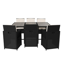 Load image into Gallery viewer, 7 Piece Set, Black Wicker Modular Chairs-Cream Cushions

