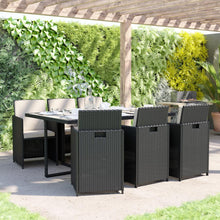 Load image into Gallery viewer, 7 Piece Set, Black Wicker Modular Chairs-Cream Cushions
