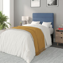 Load image into Gallery viewer, Twin Channel Stitched Fabric Upholstered Headboard, from 44.5" to 57.25" - Blue
