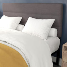 Load image into Gallery viewer, Queen Channel Stitched Fabric Upholstered Headboard, from 44.5" to 57.25" - Gray
