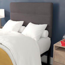Load image into Gallery viewer, Twin Channel Stitched Fabric Upholstered Headboard, from 44.5" to 57.25" - Gray
