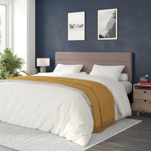 Load image into Gallery viewer, King Channel Stitched Fabric Upholstered Headboard, from 44.5" to 57.25" - Taupe
