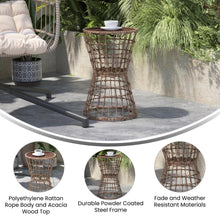 Load image into Gallery viewer, 3-Piece Natural Patio Bistro Set, Rope Chairs, Black Seat Cushions
