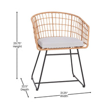 Load image into Gallery viewer, 3-Piece Natural Patio Bistro Set, Rope Chairs, Light Gray Seat Cushions
