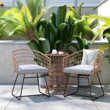 Load image into Gallery viewer, 3-Piece Natural Patio Bistro Set, Rope Chairs, Light Gray Seat Cushions
