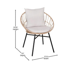 Load image into Gallery viewer, 3-Piece Bistro Set, Rope Chairs, Glass Top Side Table, Light Gray Cushions
