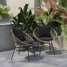 Load image into Gallery viewer, Modern Boho Style Rattan Rope Patio Chairs with Cushions, Set of 2
