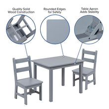 Load image into Gallery viewer, Solid Hardwood Table and Chair Set - 3 Piece Set - Gray
