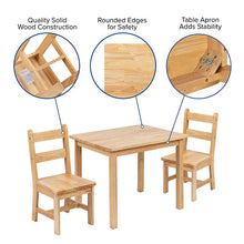 Load image into Gallery viewer, Solid Hardwood Table and Chair Set - 3 Piece Set - Natural
