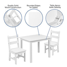 Load image into Gallery viewer, Solid Hardwood Table and Chair Set - 3 Piece Set - White
