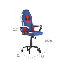 Load image into Gallery viewer, PC Office Computer Chair - Red, Blue Gaming Chair - 360° Swivel - Roller Wheels
