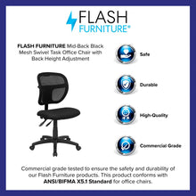 Load image into Gallery viewer, Mid-Back Black Mesh Swivel Task Office Chair with Back Height Adjustment
