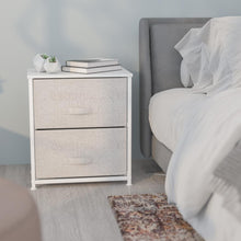 Load image into Gallery viewer, 2 Drawer Wood Top White Nightstand Storage Organizer
