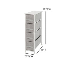 Load image into Gallery viewer, 4 Drawer Slim Wood Top WhiteFrame Dresser Storage Tower with Light Gray Drawers
