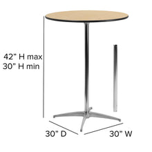 Load image into Gallery viewer, 30'' Round Wood Cocktail Table with 30'' and 42'' Columns
