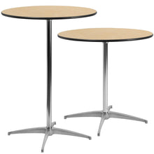 Load image into Gallery viewer, 30'' Round Wood Cocktail Table with 30'' and 42'' Columns
