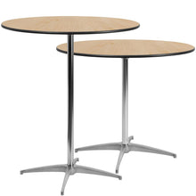 Load image into Gallery viewer, 36&#39;&#39; Round Wood Cocktail Table with 30&#39;&#39; and 42&#39;&#39; Columns
