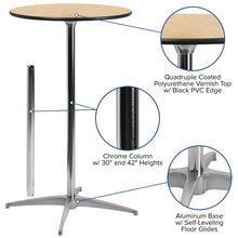 Load image into Gallery viewer, 36&#39;&#39; Round Wood Cocktail Table with 30&#39;&#39; and 42&#39;&#39; Columns
